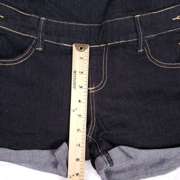 Papaya Jeans Denim Overall Shorts Womens M Dark Wash Adjustable Straps Y2K Indie - Picture 4 of 10